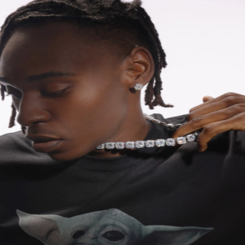 Collier de sucre de roche de diamant plaqué or blanc 18 carats