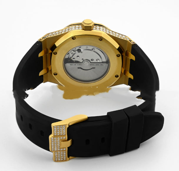 Montre Moissanite pour hommes Ceinture en acier mécanique européenne et américaine automatique