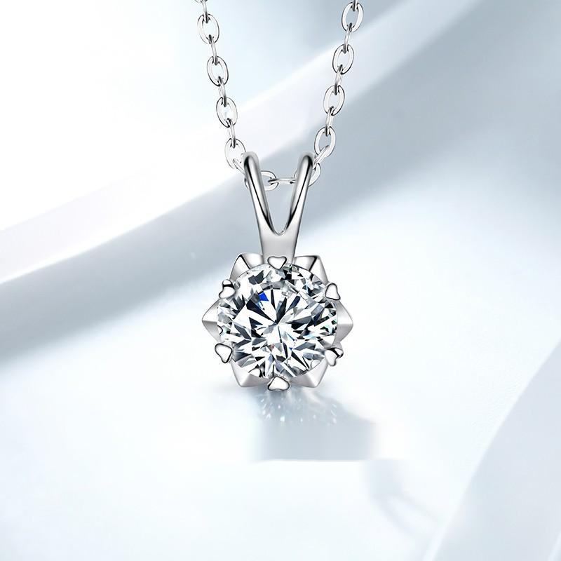 Collier de mariage Pendentif en argent Six Prong