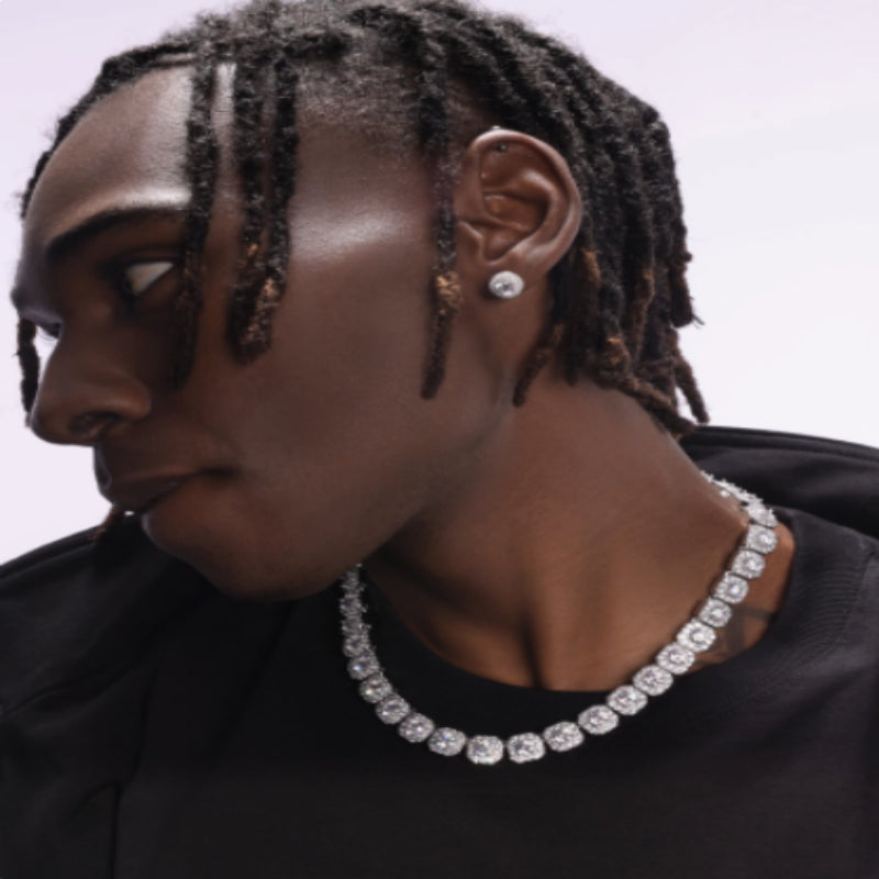 Collier de sucre de roche de diamant plaqué or blanc 18 carats