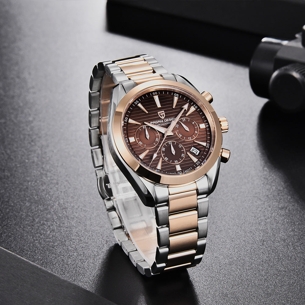 Montre imperméable à quartz chronographe pour homme