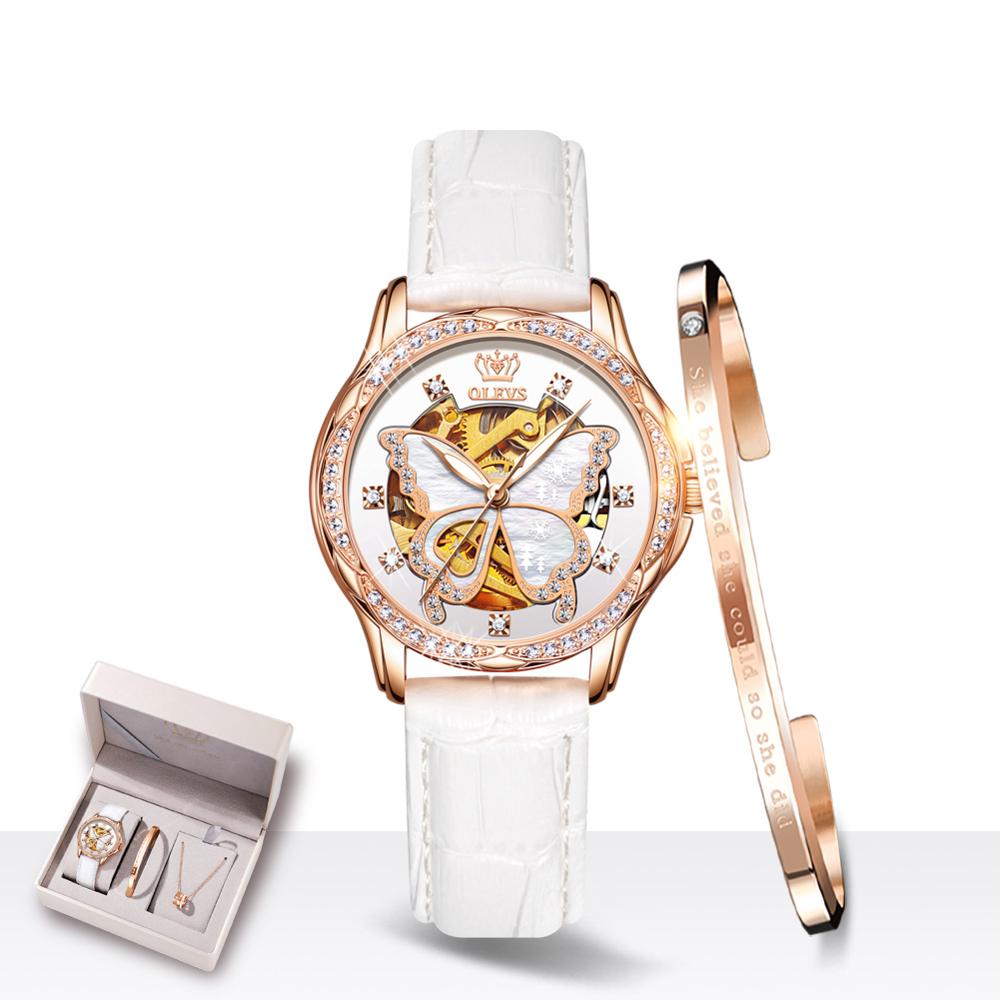 Coffret cadeau montre mécanique automatique pour femme