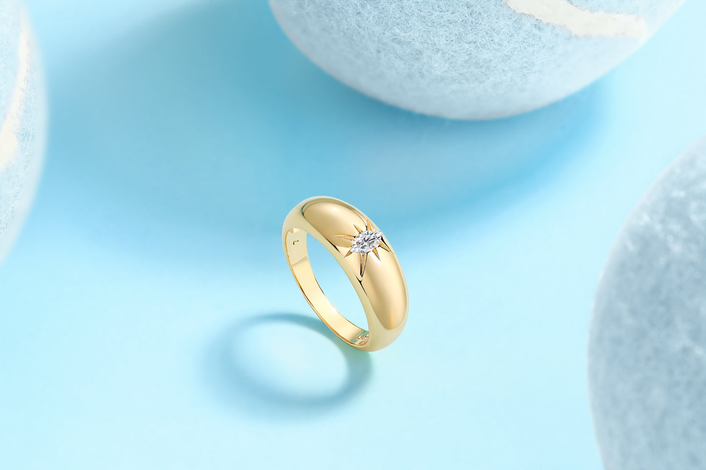 bague en argent sterling Moissanite S925 et de diamant plaqué or