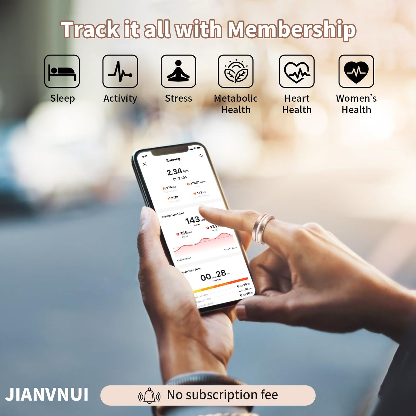 Nouvelle bague intelligente en diamant en or rose