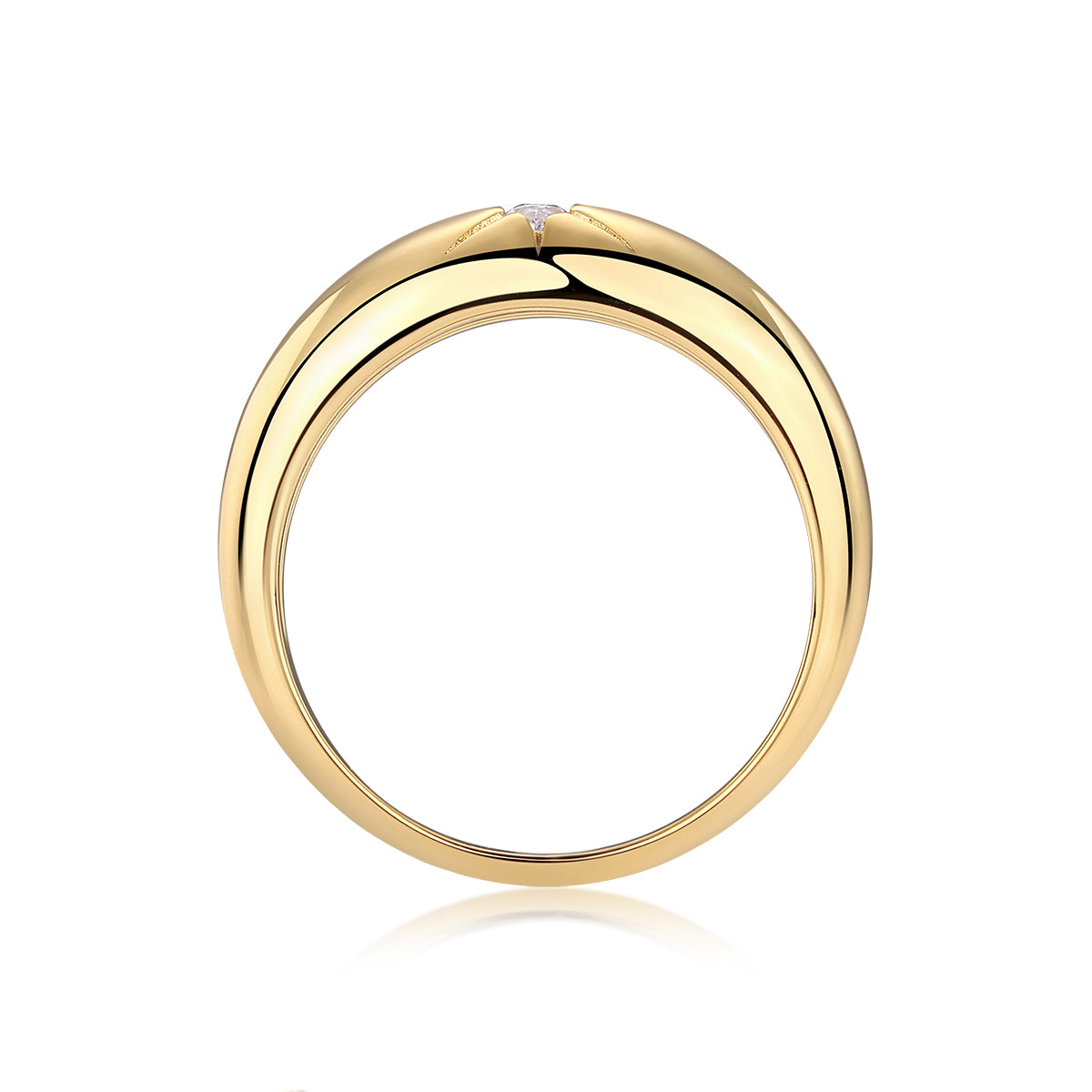 bague en argent sterling Moissanite S925 et de diamant plaqué or