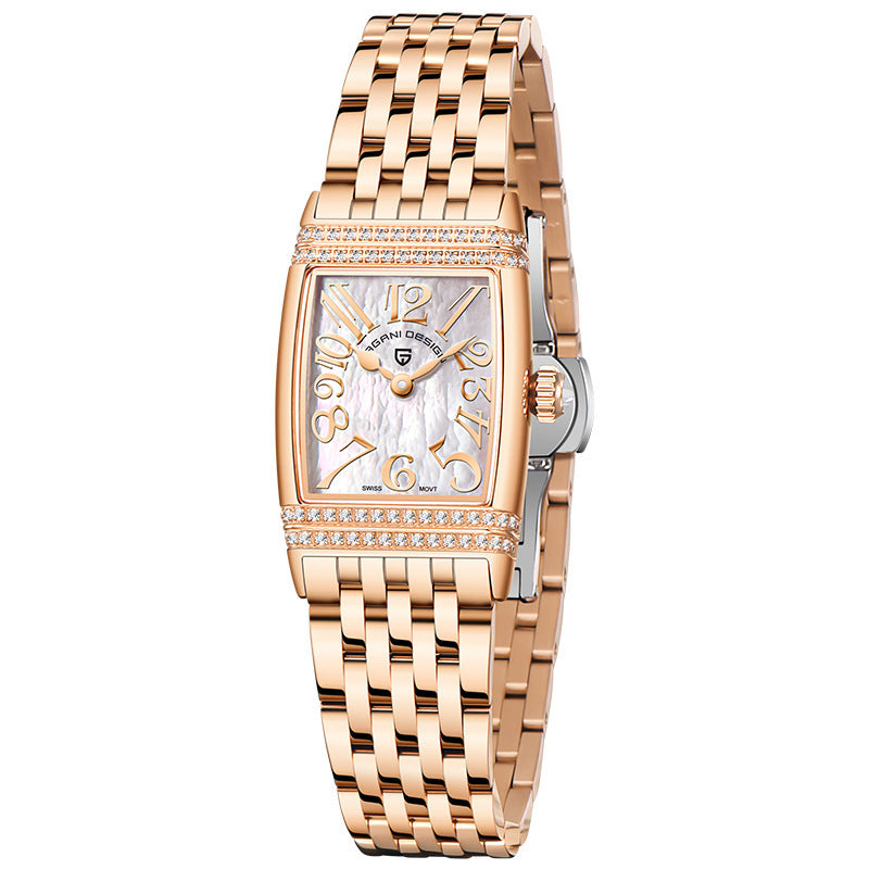 Montre à quartz carrée à la mode pour femmes avec diamants