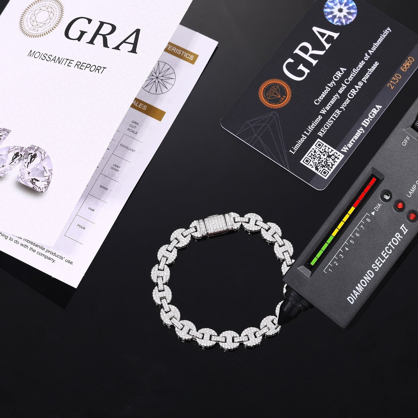 ensemble Moissanite  bracelet 8mm 925 Argent