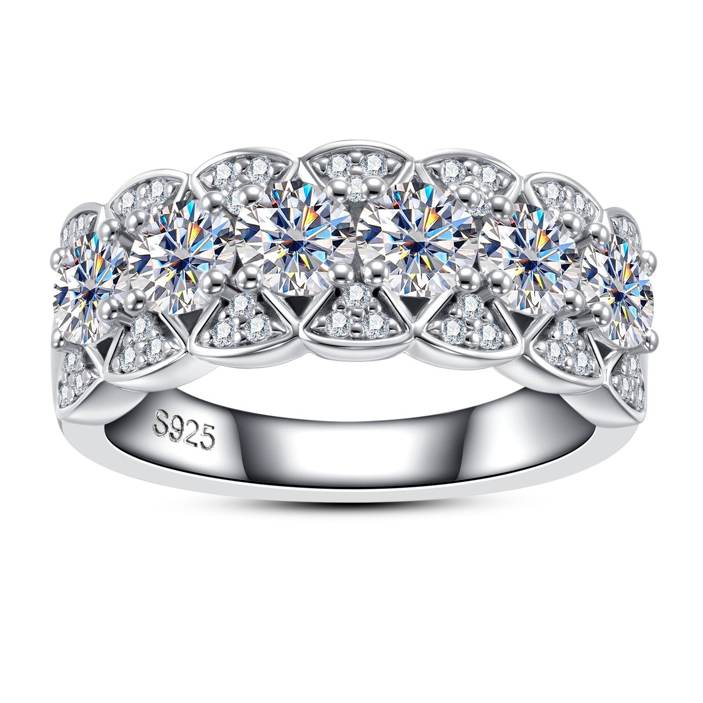 Bague plaquée argent 925 en or 18 carats Pleine Moissanite Bague fermée en diamant complet