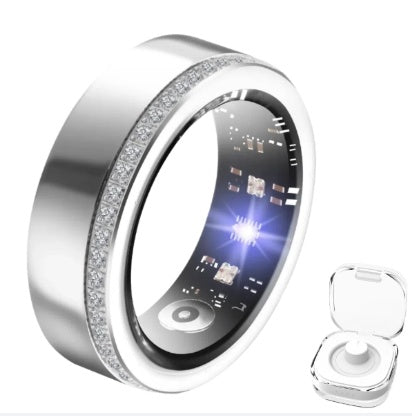 Bague intelligente en diamant à bord d'argent tracker intégré