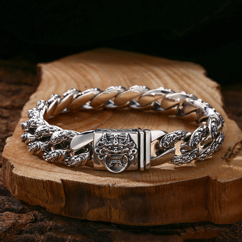 Bracelet de robinet en argent sterling 925 Dessin d'argent Pi Xiu Men's
