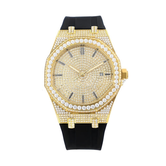 Montre Moissanite pour hommes Ceinture en acier mécanique européenne et américaine automatique