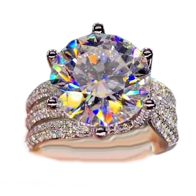 Bague Moissanite pour femme plaqué or en argent