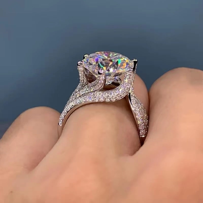 Bague Moissanite pour femme plaqué or en argent