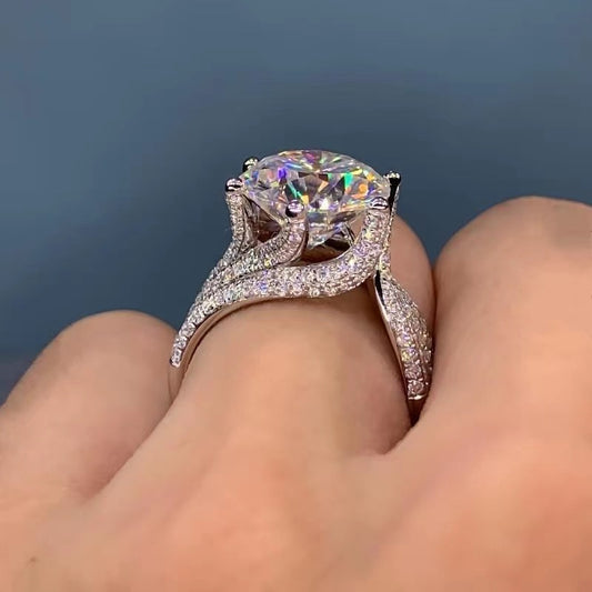 Bague Moissanite pour femme plaqué or en argent