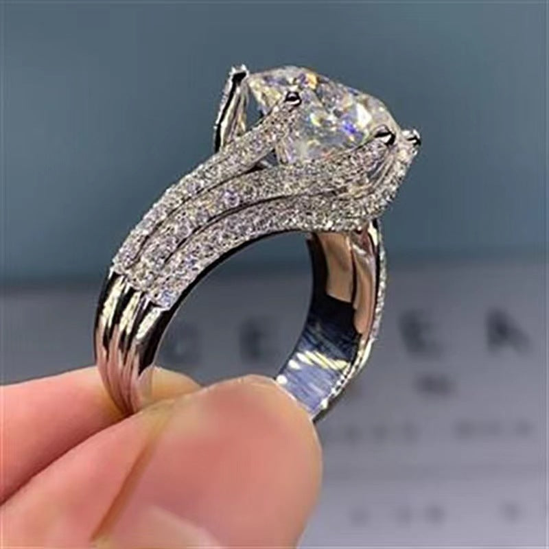 Bague Moissanite pour femme plaqué or en argent