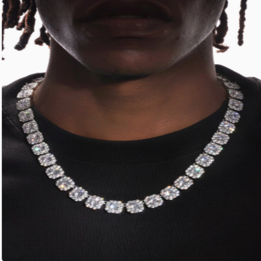 Collier de sucre de roche de diamant plaqué or blanc 18 carats