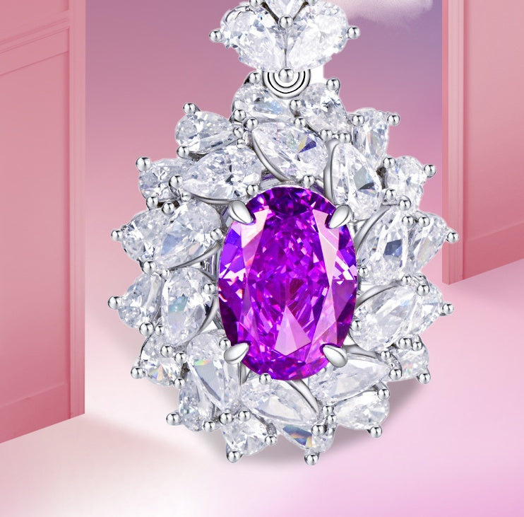 Collier violet en zircone cubique en argent S925 pour femme